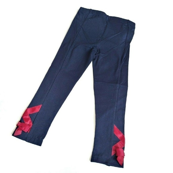 Janie & Jack Ballet Lace Up Leggings 3 Pink Navy - Picture 1 of 4